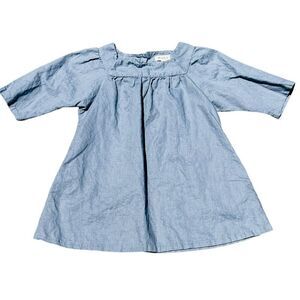Mabo Blue Chambray Cotton Linen Dress Size 4/5Y